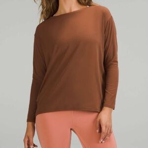 Lululemon Back in Action Top Nulu Roasted Brown Size 12 Oversized Fit 2022